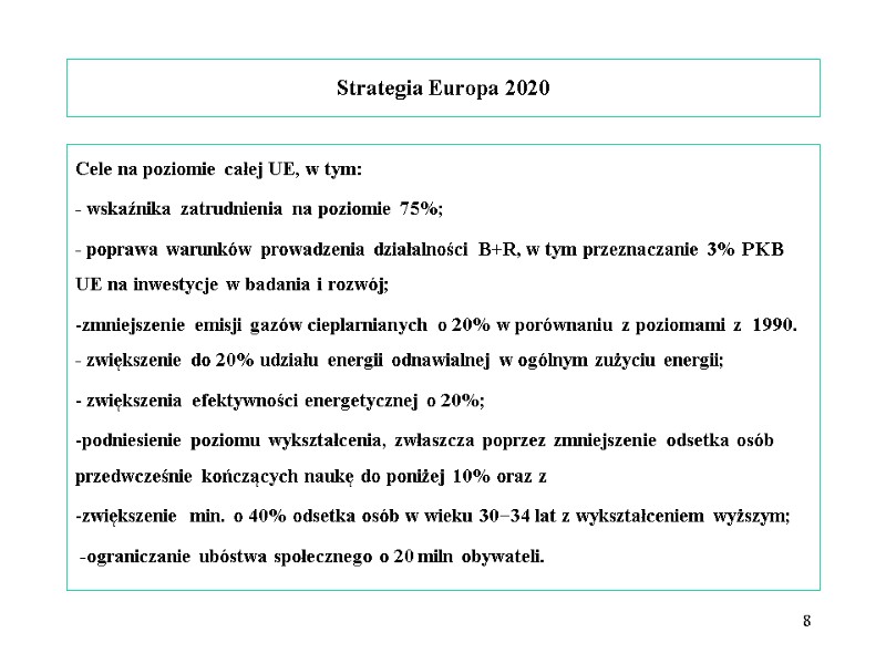 Strategia Europa 2020 Cele na poziomie całej UE, w tym: - wskaźnika zatrudnienia na Strategia Europa 2020 Cele na poziomie całej UE, w tym: - wskaźnika zatrudnienia na